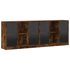 vidaXL füstös tölgy szerelt fa könyvespolc ajtókkal 204x37x75 cm (3206535) bútor