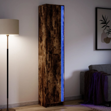 vidaXL füstös tölgy szerelt fa LED-es magasszekrény 41,5x32,5x200 cm bútor