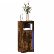 vidaXL füstös tölgy szerelt fa tálalószekrény LED-del 42,5x34x100 cm bútor