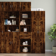 vidaXL füstös tölgy szerelt fa vékony tárolószekrény 50x42,5x225 cm bútor