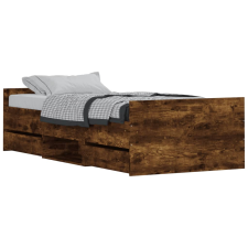 vidaXL füstös tölgy színű ágykeret fej- és lábtámlával 90 x 190 cm (3203814) ágy és ágykellék