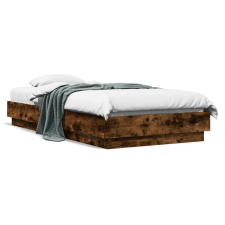 vidaXL füstös tölgy színű ágykeret LED-világítással 75x190 cm ágy és ágykellék