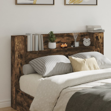 vidaXL füstös tölgy színű áthidalószekrény LED-ekkel 160x16,5x103,5 cm ágy és ágykellék