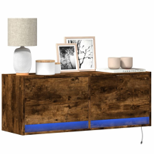 vidaXL füstös tölgy színű fali TV-szekrény LED-ekkel 100x31x35 cm bútor