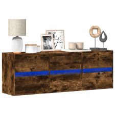 vidaXL füstös tölgy színű fali TV-szekrény LED-ekkel 130x31x45 cm bútor