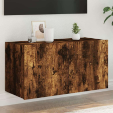 vidaXL füstös tölgy színű fali TV-szekrény LED-ekkel 80x35x41 cm bútor
