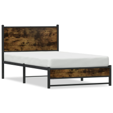vidaXL füstös tölgy színű fém ágykeret fejtámlával 100 x 190 cm ágy és ágykellék