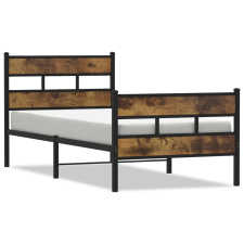 vidaXL füstös tölgy színű fém ágykeret matrac nélkül 100 x 200 cm (4017066) ágy és ágykellék