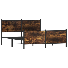 vidaXL füstös tölgy színű fém ágykeret matrac nélkül 140 x 190 cm (3301351) ágy és ágykellék