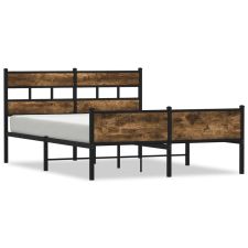 vidaXL füstös tölgy színű fém ágykeret matrac nélkül 160 x 200 cm (3308490) ágy és ágykellék