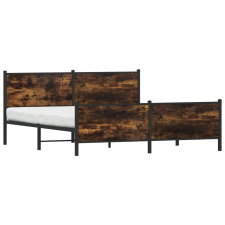 vidaXL füstös tölgy színű fém ágykeret matrac nélkül 180 x 200 cm ágy és ágykellék