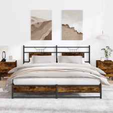 vidaXL füstös tölgy színű fém ágykeret matrac nélkül 180 x 200 cm ágy és ágykellék