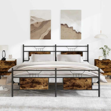 vidaXL füstös tölgy színű fém ágykeret matrac nélkül 180 x 200 cm ágy és ágykellék