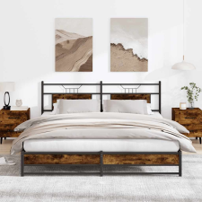 vidaXL füstös tölgy színű fém ágykeret matrac nélkül 180 x 200 cm ágy és ágykellék