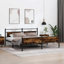 vidaXL füstös tölgy színű fém ágykeret matrac nélkül 193 x 203 cm ágy és ágykellék