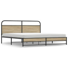 vidaXL füstös tölgy színű fém ágykeret matrac nélkül 193 x 203 cm (3318682) ágy és ágykellék