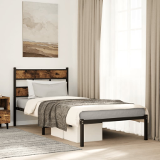 vidaXL füstös tölgy színű fém ágykeret matrac nélkül 75 x 190 cm ágy és ágykellék