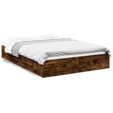 vidaXL füstös tölgy színű szerelt fa ágykeret fiókokkal 160 x 200 cm ágy és ágykellék