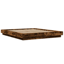 vidaXL füstös tölgy színű szerelt fa ágykeret LED-del 160 x 200 cm ágy és ágykellék
