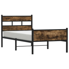 vidaXL füstös tölgy színű szerelt fa ágykeret matrac nélkül 100x200 cm (4017231) ágy és ágykellék