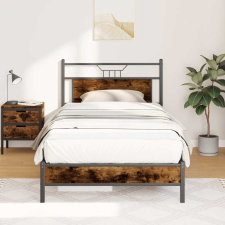vidaXL füstös tölgy színű szerelt fa ágykeret matrac nélkül 107x203 cm ágy és ágykellék