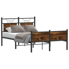 vidaXL füstös tölgy színű szerelt fa ágykeret matrac nélkül 120x190 cm ágy és ágykellék
