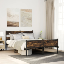 vidaXL füstös tölgy színű szerelt fa ágykeret matrac nélkül 150x200 cm ágy és ágykellék