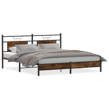 vidaXL füstös tölgy színű szerelt fa ágykeret matrac nélkül 183x203 cm (4106894) ágy és ágykellék