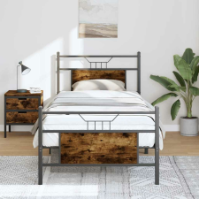 vidaXL füstös tölgy színű szerelt fa ágykeret matrac nélkül 75x190 cm ágy és ágykellék