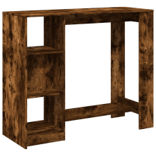 vidaXL füstös tölgy színű szerelt fa bárasztal polccal 124x46x103,5 cm (854395) bútor