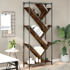 vidaXL füstös tölgy színű szerelt fa és fém könyvszekrény 79x30x180 cm bútor