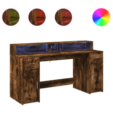 vidaXL füstös tölgy színű szerelt fa íróasztal LED-ekkel 160x55x91 cm (3309433) íróasztal