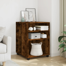vidaXL füstös tölgy színű szerelt fa kisasztal kerekekkel 55x60x78 cm bútor