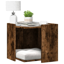 vidaXL füstös tölgy színű szerelt fa macskaalomdoboz 53 x 53 x 51 cm macskafelszerelés