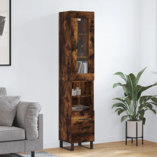vidaXL füstös tölgy színű szerelt fa magasszekrény 34,5x34x180 cm bútor