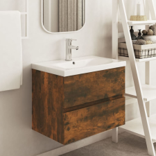 vidaXL füstös tölgy színű szerelt fa mosdószekrény 60 x 38,5 x 45 cm fürdőszoba bútor