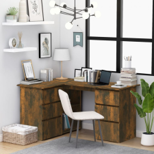 vidaXL Füstös tölgy színű szerelt fa sarokíróasztal 145 x 100 x 76 cm íróasztal