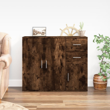 vidaXL füstös tölgy színű szerelt fa tálalószekrény 91x29,5x75 cm bútor