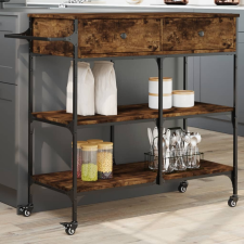 vidaXL füstös tölgy színű szerelt fa zsúrkocsi 105 x 42 x 95 cm bútor