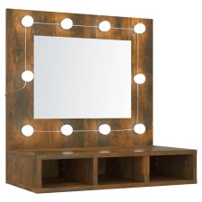 vidaXL füstös tölgy színű tükrös szekrény LED-ekkel 60 x 31,5 x 62 cm (820454) fürdőszoba bútor