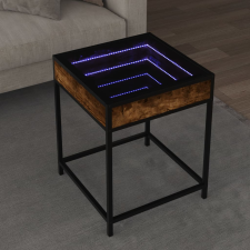 vidaXL füstös tölgy végtelen hatású LED-es dohányzóasztal 40x40x51 cm bútor