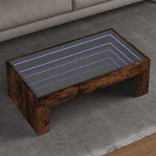 vidaXL füstös tölgy végtelen hatású LED-es dohányzóasztal 90x50x30 cm bútor