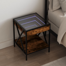 vidaXL füstös tölgy végtelen hatású LED-es éjjeliszekrény 40x40x49 cm bútor