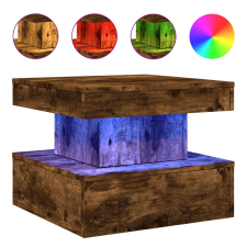 vidaXL füstös tölgyszínű dohányzóasztal LED-lámpákkal 50 x 50 x 40 cm (839844) bútor