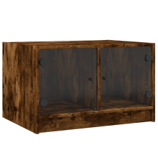 vidaXL füstös tölgyszínű dohányzóasztal üvegajtókkal 68x50x42 cm (836368) bútor