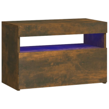 vidaXL füstös tölgyszínű éjjeliszekrény LED világítással 60x35x40 cm (3152826) bútor