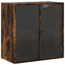 vidaXL füstös tölgyszínű faliszekrény üvegajtókkal 68 x 37 x 68,5 cm (836494) bútor