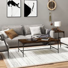 vidaXL füstös tölgyszínű fatermék dohányzóasztal 80x50x35 cm bútor