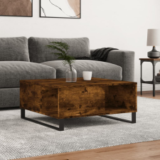 vidaXL füstös tölgyszínű fatermék dohányzóasztal 80x80x36,5 cm bútor