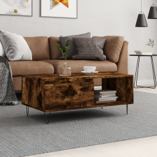 vidaXL füstös tölgyszínű fatermék dohányzóasztal 90x50x36,5 cm bútor
